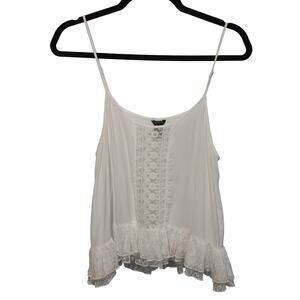 Forever21 White Babydoll L Cami Lace Ruffle Y2K Festival Boho Beach Fairycore‎